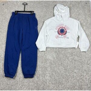 Xersion Girls Hoodie Jogger Outfit Set White Blue XS 6X S 7/8 NWT